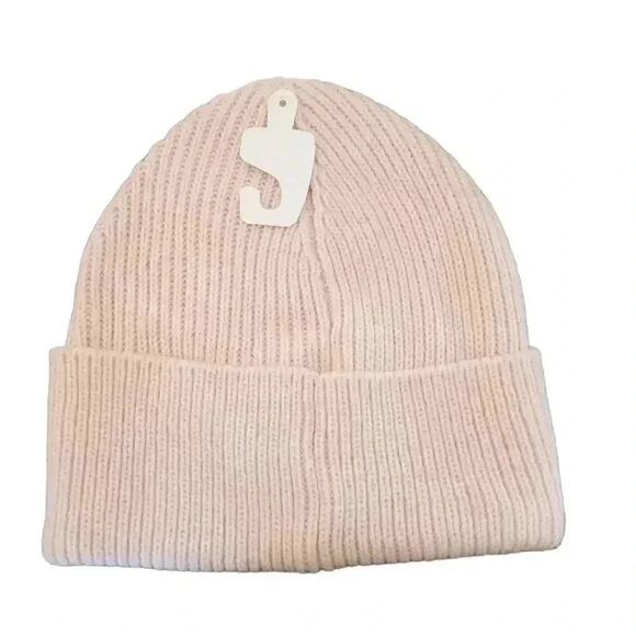 Michael Kors Women's Soft Pink Acrylic Cuffed Beanie w Logo Tag NEW - Picture 2 of 5